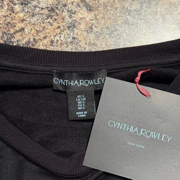 NWT Cynthia Rowley Sweatshirt Skull Goth Grunge Academia Punk Y2K Black Small - Picture 3 of 6